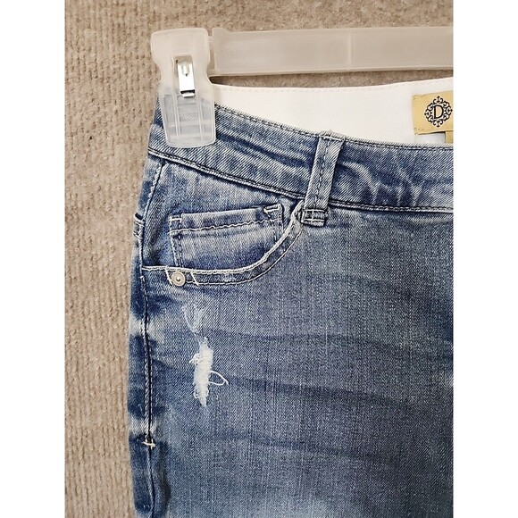 Democracy Ab Technology Ankle Skimmer Jeans Womens 2 Blue Raw Hem Distressed NEW - Picture 2 of 11